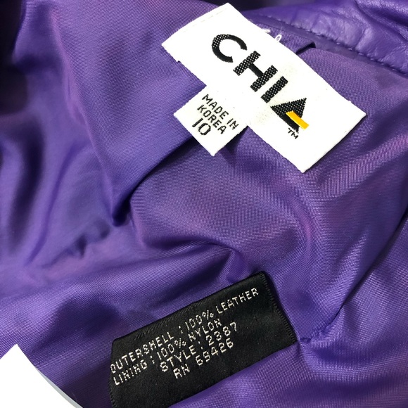 VINTAGE Chia Purple Leather Jacket - Picture 10 of 16